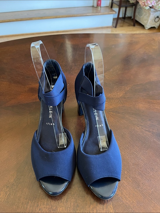 Calvin Klein Shoes - Anne Klein Navy Open-Toe Ankle Strap Heels